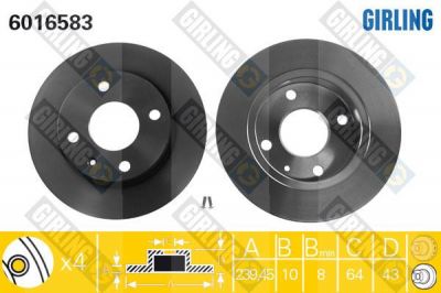 Girling 6016583 тормозной диск на FORD FIESTA фургон (FVD)