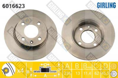 Girling 6016623 тормозной диск на SKODA FAVORIT Forman (785)