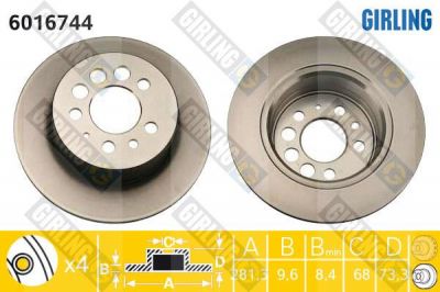 Girling 6016744 тормозной диск на VOLVO 240 Kombi (P245)