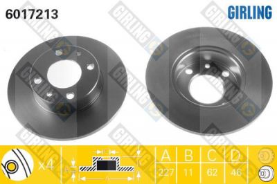 GIRLING Диск тормозной FIAT UNO 83-94/SEAT IBIZA 84-93 передний (71738422, 6017213)