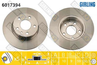 GIRLING Диск торм.зад.не вент. 164/Croma/Stilo 87-> 164062610001 (561340J, 6017394)