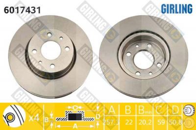 Girling 6017431 тормозной диск на FIAT CROMA (154)