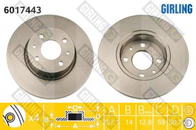 Girling 6017443 тормозной диск на FIAT CROMA (154)