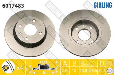 GIRLING Диск тормозной LADA 2108/2109/21099 передний (21083501070, 6017483)