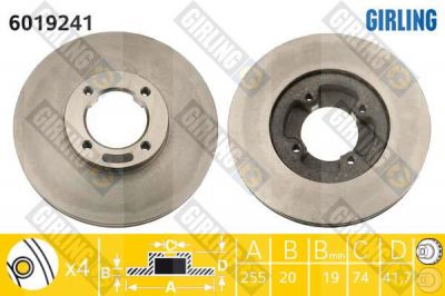 Girling 6019241 тормозной диск на TOYOTA LITEACE фургон (CM3_V, KM3_V)