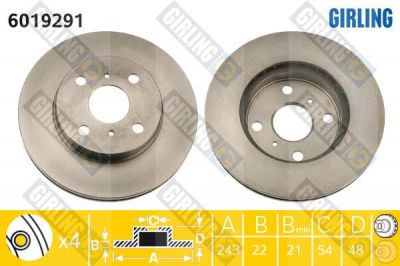 Girling 6019291 тормозной диск на TOYOTA CELICA Наклонная задняя часть (ST16_, AT16_)