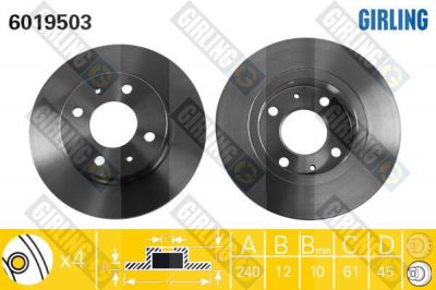 Girling 6019503 тормозной диск на NISSAN SUNNY II (N13)