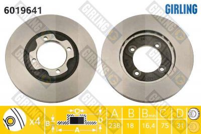 Girling 6019641 тормозной диск на MAZDA 323 III Hatchback (BF)