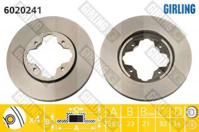GIRLING Диск тормозной HONDA ACCORD 90-98/CIVIC 95-05/ROVER 600 93-99 передний (561671J, 6020241)