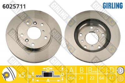 Girling 6025711 тормозной диск на MAZDA 626 III Station Wagon (GV)