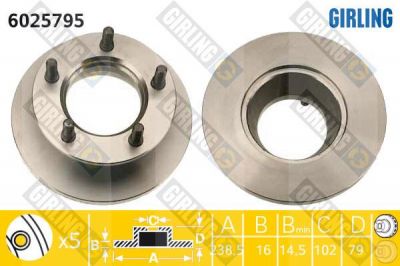 Girling 6025795 тормозной диск на SSANGYONG ISTANA фургон
