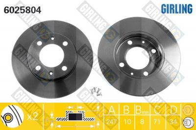 Girling 6025804 тормозной диск на PEUGEOT 405 II Break (4E)