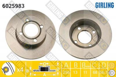 Girling 6025983 тормозной диск на AUDI 80 Avant (8C, B4)