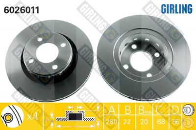 Girling 6026011 тормозной диск на AUDI 80 Avant (8C, B4)