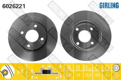 Girling 6026221 тормозной диск на FORD MONDEO I (GBP)