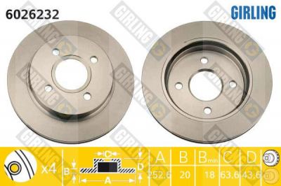 Girling 6026232 тормозной диск на FORD MONDEO I (GBP)