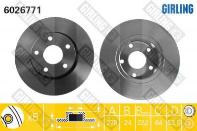 Girling 6026771 тормозной диск на FORD SCORPIO I (GAE, GGE)