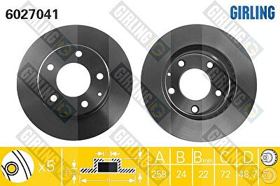 GIRLING Диск тормозной MAZDA 626 1.8-2.0 91-02/PREMACY 1.8-2.0 99- передний (GA4Y3325X, 6027041)