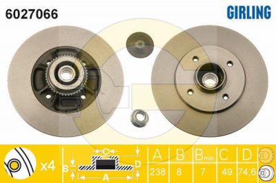 Girling 6027066 тормозной диск на RENAULT CLIO I (B/C57_, 5/357_)