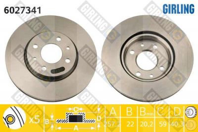 GIRLING Диск тормозной пер вент Fiat STILO/PANDA/BRAVO/500 (71739640, 6027341)