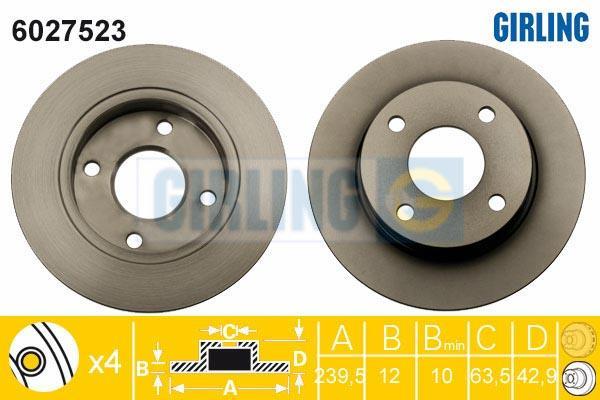 Girling 6027523 тормозной диск на FORD FIESTA IV (JA_, JB_)