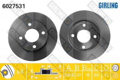 Girling 6027531 тормозной диск на FORD FIESTA фургон (FVD)