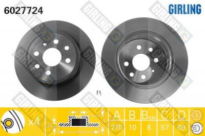 Girling 6027724 тормозной диск на OPEL VECTRA B (36_)