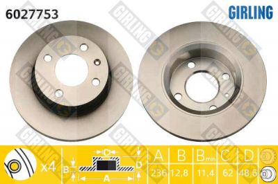 Girling 6027753 тормозной диск на SKODA FAVORIT Forman (785)