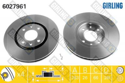 Girling 6027961 тормозной диск на PEUGEOT 406 Break (8E/F)