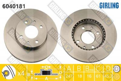 Girling 6040181 тормозной диск на NISSAN ALMERA I (N15)