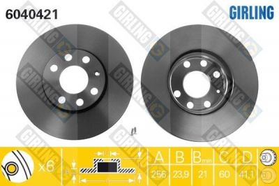 GIRLING Диск тормозной передний OPEL ASTRA G 98-05 256x24mm (569059, 6040421)