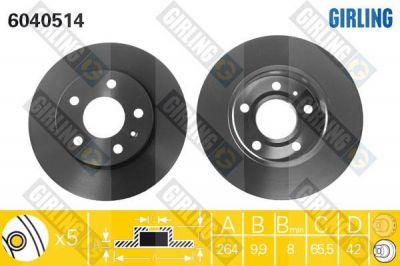 GIRLING Диск торм.зад.не вент. Astra G 1,8, 2,0, 2,2-16v, 2,0Di, 2,2DTI (562072J, 6040514)