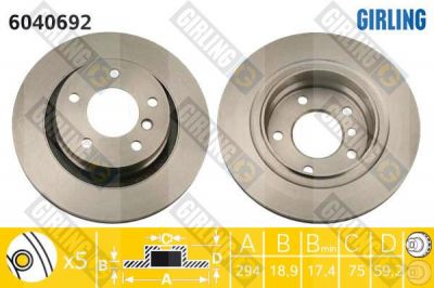 GIRLING Диск торм.задний вентилируемый увеличенного D E46 318i-328i/320d 294X60,1X19mm 98-05 (34211165563, 6040692)