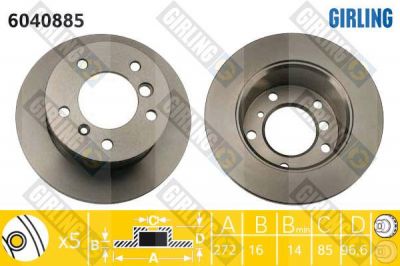 Girling 6040885 Диск тормозной MERCEDES W463 79-/SPRINTER 95-06/VW LT 96-06 задний