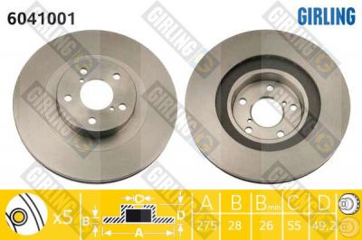 Girling 6041001 тормозной диск на TOYOTA AVENSIS (_T22_)