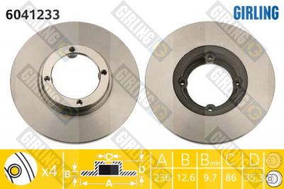 GIRLING Диск тормозной перед. HYUNDAI Matiz 0.8L 98-> 96254392 (562138J, 6041233)