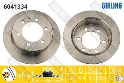 GIRLING Диск тормозной SSANGYONG REXTON/MUSSO/KORANDO задний (4840105101, 6041334)