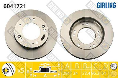 GIRLING Диск тормозной перед. KIA Sportage (K00) 2,0i 94-03 4WD / 00-03 (0K01A33251C, 6041721)