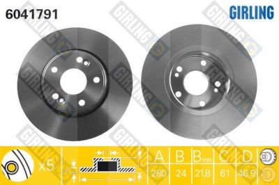 Girling 6041791 тормозной диск на RENAULT LAGUNA II Grandtour (KG0/1_)
