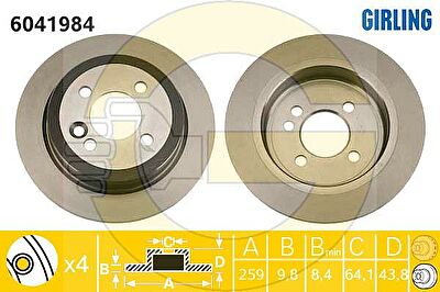 GIRLING Диск тормозной зад. MINI Cooper/Mini One (R50/R53) (259X10) (34216774987, 6041984)