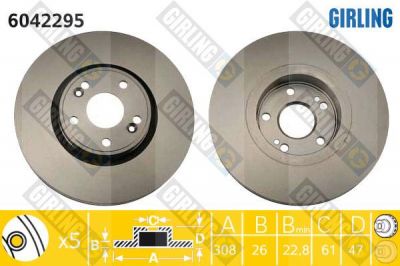 Girling 6042295 тормозной диск на RENAULT LAGUNA II Grandtour (KG0/1_)