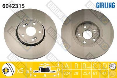 Girling 6042315 тормозной диск на RENAULT ESPACE IV (JK0/1_)