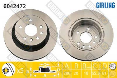 Girling 6042472 тормозной диск на OPEL OMEGA B (25_, 26_, 27_)