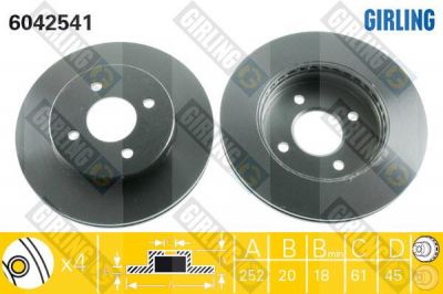 GIRLING Диск торм пер вент NISSAN ALMERA N15 97-00 (402062N301, 6042541)