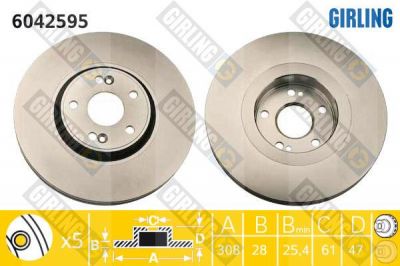 Girling 6042595 тормозной диск на RENAULT LAGUNA II (BG0/1_)