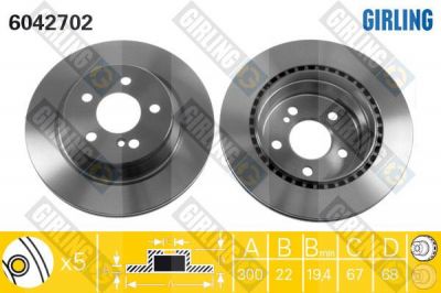 GIRLING Диск тормозной MB W211/W212/W204/W219 задний (2114230912, 6042702)