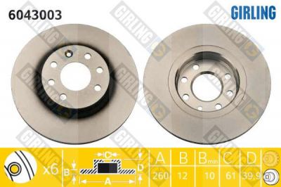 Girling 6043003 тормозной диск на VOLVO 460 L (464)