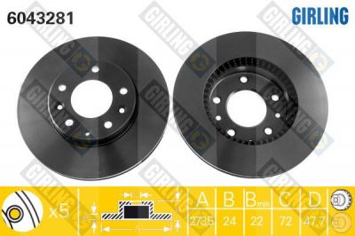 GIRLING Диск тормозной MAZDA 323 2.0 01-04/626 2.0 98-02/6 1.8 02-/PREMACY 2.0 99- пер. (GF3Y3325X, 6043281)