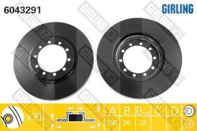 Girling 6043291 тормозной диск на RENAULT TRUCKS MASCOTT c бортовой платформой/ходовая часть