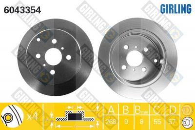 Girling 6043354 тормозной диск на TOYOTA MATRIX (ZZE13_)